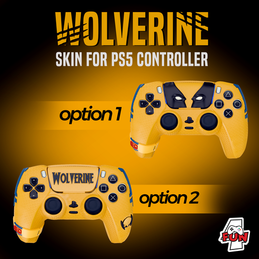 za-slike6.png Wolverine Two Style PS5 Controller cover/skin (decorativo) Ficheiro 3MF incluído