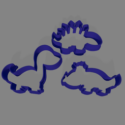 dinos.png STL-Datei Dinosaurs dino cookie cutter x3 kostenlos・3D-druckbares Modell zum herunterladen