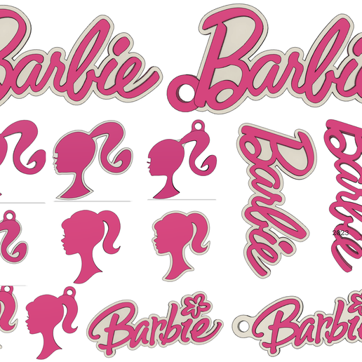 🗝️ Pack de logótipos e porta-chaves da Barbie・Arquivo STL para