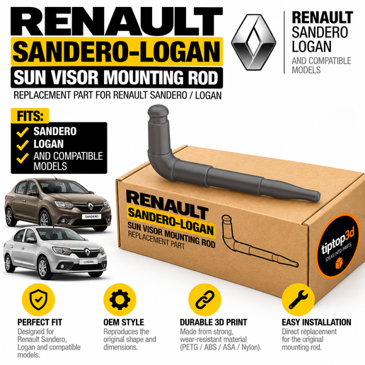 Renault Sandero / Logan Sun Visor Mounting Rod – 3D Printable Replacement Part