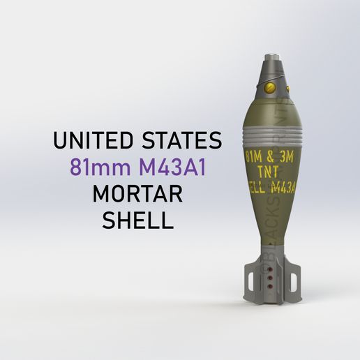 🐚 United States 81mm M43A1 HE Mortar Shell・ 3D File for 3D printing・Cults