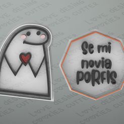 SE-MI-NOVIA-PORFIS.jpg STL file CUTTER + MARKER WHITE MONKEY MEME 3・3D printer model to download, lovedesingcookiescutter