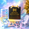 20427140-3ab7-4d47-9372-732d46bbfe03.png Lujoso Set de Regalo de Navidad de Muebles de Casa de Muñecas - Mesa, Estantería y 3 Sillas | 3MF & STL | Edición Limitada by Maison Miniature