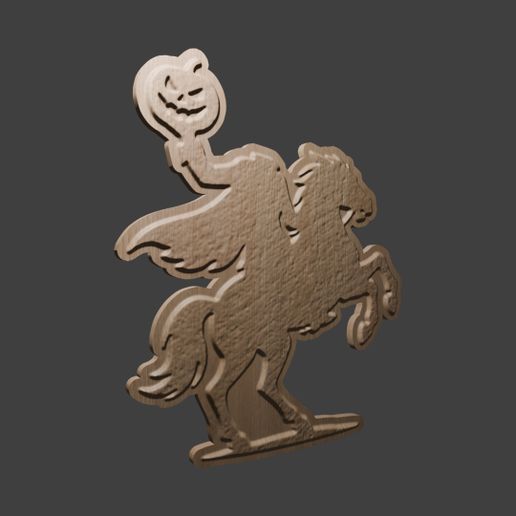 Headless Horseman Halloween Series 3D Relief Wall Art STL Model for CNC & 3D Printing