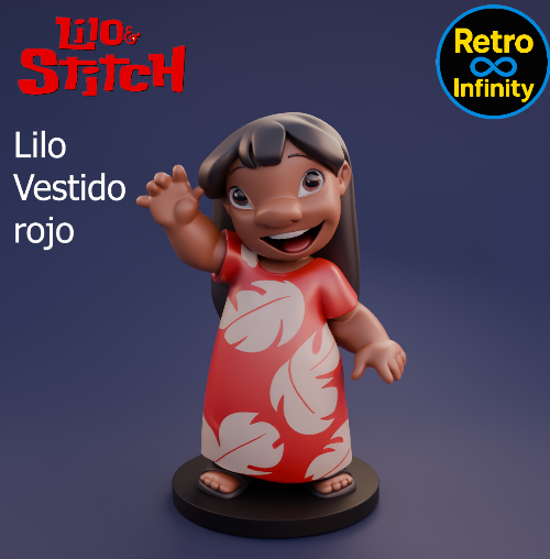 Lilo vestido rojo / Lilo red dress - 3D figure Retro Infinity style  (100mm) | vinyl collectible STL File for 3D printingCults