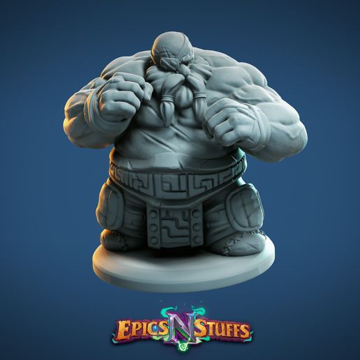 Dwarven Brawler Miniature - Pre-Supported - 3D model önizlemesi