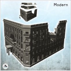 1-PREM-B12.jpg Fichier STL Grand bâtiment urbain en ruine avec plusieurs étages et un auvent d'entrée (12) - Seconde Guerre mondiale Seconde Guerre mondiale Campagne de l'Ouest États-Unis Royaume-Uni Allemagne・Modèle à télécharger et à imprimer en 3D