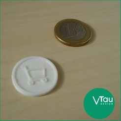 1_cart_coin_new.jpg Download free STL file Shopping Cart Euro Coin | Vtau Design • Object to 3D print, VtauDesign