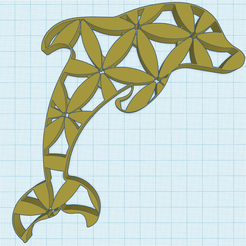 flower-of-life-dolphin-ornament.png Archivo STL Flor de la Vida sobre delfín, geometría sagrada, decoración de pared・Modelo de impresora 3D para descargar, Allexxe