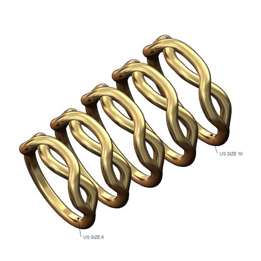 Link-Overlapping-knot-band-size6to10-00.jpg Anel de elos com nó sobreposto torcido tamanhos 6 a 10 Modelo de impressão 3D