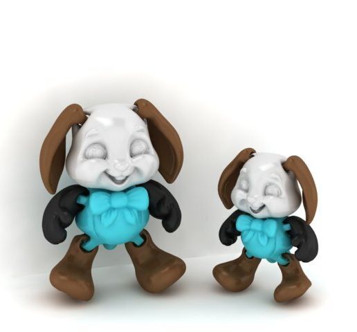 Sleepy Puppy Duo with Bow Tie 3D Printable Model