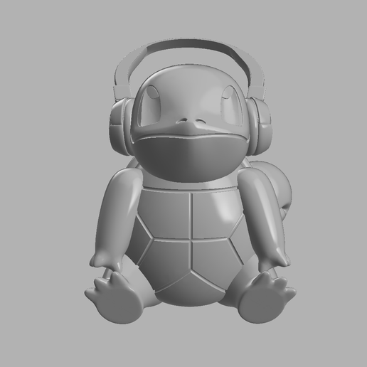 Squirtle Wearing Headphones 3D model