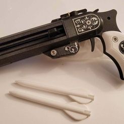 Derringer_Engraved.jpg Free STL file The Double D: Derringer Crossbow Pistol・3D printing model to download