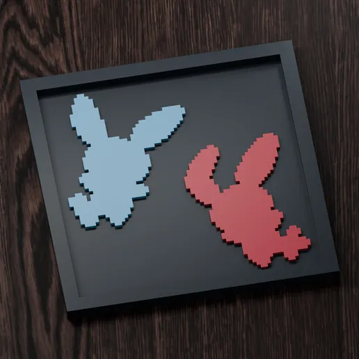Plusle & Minun - Pokemon Silhouette Frame | Gen 5 sprite style | STL