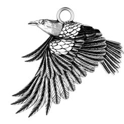 crow-pendant-23-1.jpg STL file Raven pendant・Template to download and 3D print