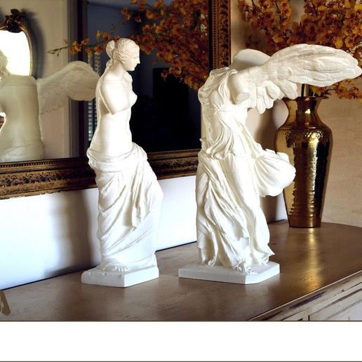 Venus_de_Milo_and_Winged_Victory_on_sideboard_4x3_by_Cosmo_Wenman_display_large.jpg Download free OBJ file Winged Victory of Samothrace • 3D printing design, Ghashgar