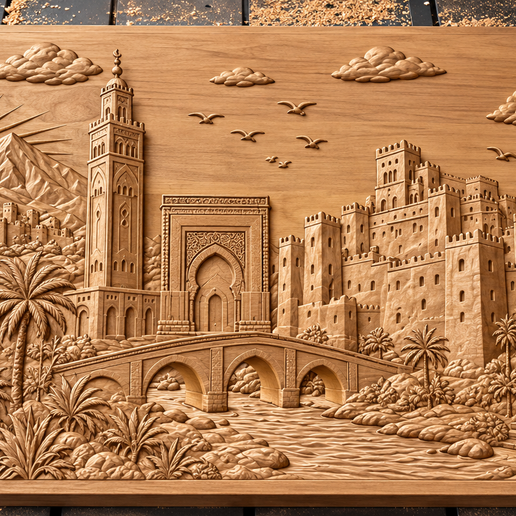 Moroccan 3D Relief Carving | Morocco Architecture CNC Wood Carving STL