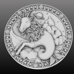 1.jpeg Capricorn Zodiac Medallion 3D