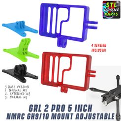 GRL-2-Pro-HD-NamelessRC-Naked-GH10-1.jpg STL-Datei GRL Pro 2 Rahmen NamelessRC Naked Gopro Hero 9/10/11 Halterung・Modell zum Herunterladen und 3D-Drucken