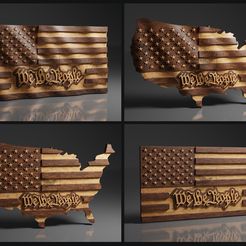 USA-Flag-and-Map-We-The-People-Pack-©.jpg 3D-Datei US Flagge und Karte - We The People - Pack - CNC Dateien für Holz, 3D STL Modelle・3D-druckbare Vorlage zum herunterladen