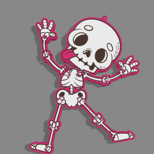 💀 Flexi skeleton - keychan・ 3MF File for 3D printing・Cults