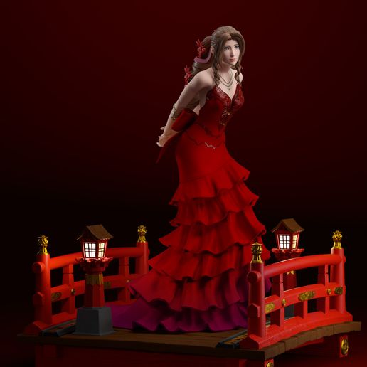 Preview1.jpg Final Fantasy 7 Remake - Aerith Gainsborough Red Dress Version 3D print model