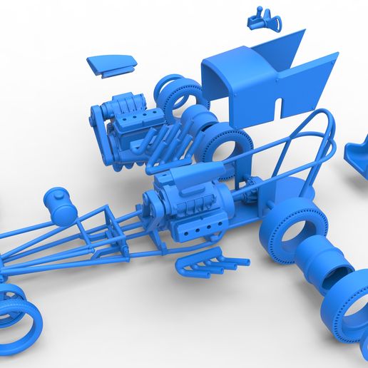 66.jpg Diecast Motor delantero old school dragster con 2 V8 Escala 1:25