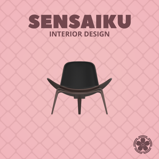 Miniature Replica 1:12 Hans Wegner 01. Shell Chair - CH07 for Miniature Dollhouse - Vitra - 3D Print Instant Download - Miniature Furniture Designer Series