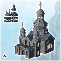 0.png STL file Orthodox brick cathedral with bell tower and double towers (3) - Flames of war Bolt Action USSR WW2 Cold Era Modern Russia・3D printing design to download, Hartolia-Miniatures