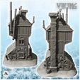 4.jpg Viking house with large chimney and exterior pipes with wooden emblems (8) - Medieval Gothic Feudal Old Archaic Saga 28mm 15mm