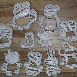 WhatsApp Image 2019-01-04 at 22.47.57.jpeg STL file PACK 10 CUTTER COOKIE PEPPA PIG - FAMILY AND FRIENDS・Model to download and 3D print