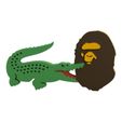 bape-lacoste-3D-Print-Model.jpeg Lacoste x BAPE Collab 3D Print Logo – Complete & Separated Models