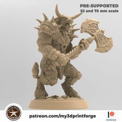 My3Dprintforge-patreon-Minotaur-4.jpg 3D file Minotaur with axe 32mm and 75mm pre-supported・3D printer model to download