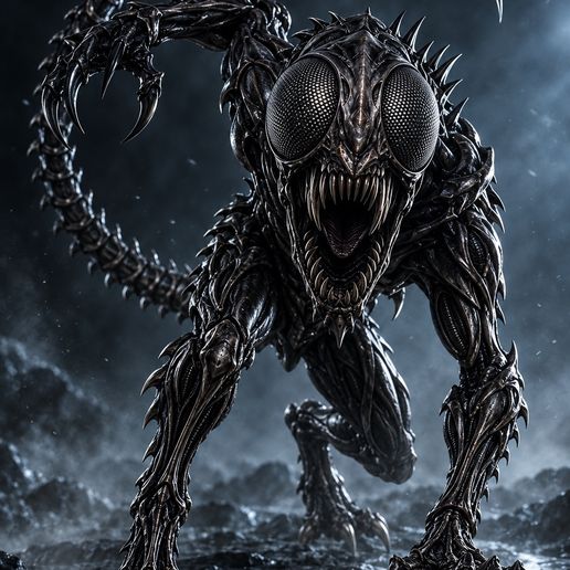 Grimdark Biomechanical Alien Creature