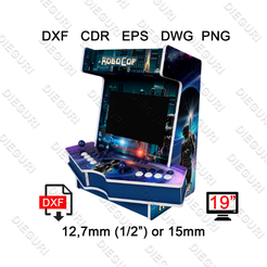 DXF CDR EPS DWG PNG -Rosacor {— + 12,7mm (1/2”) or 15mm Arcade Bartop "Minimal" Cabinet Fliperama + table, cnc router, dxf plans