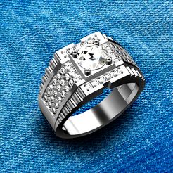 RN0005-a.jpg Datei STL 3D-Datei Diamant Herrenring・Design für 3D-Drucker zum herunterladen