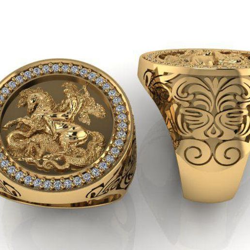 Saint George ring with stones 3D model