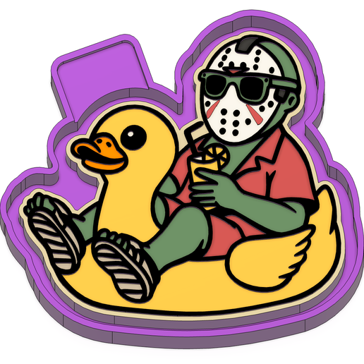 P4105.png Horror Jason on Duck Float Freshie STL Mold Housing