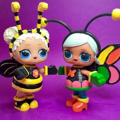 20200401_121100.jpg STL file Custom 3D Printed LOL Doll Costumes Bee and Butterfly・3D printing idea to download