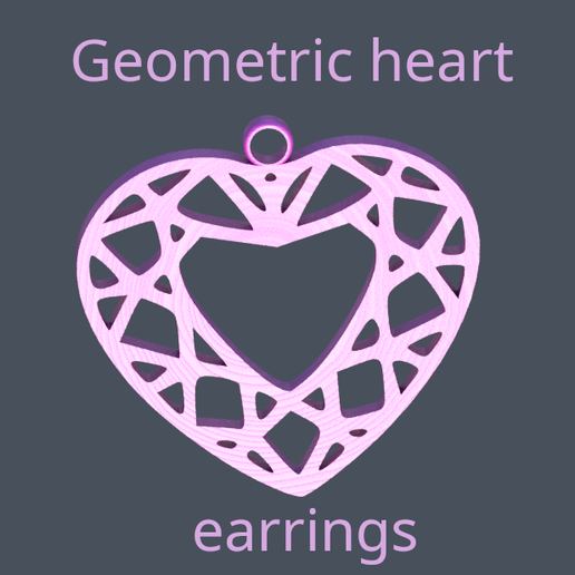 Geometric heart earrings 3D model