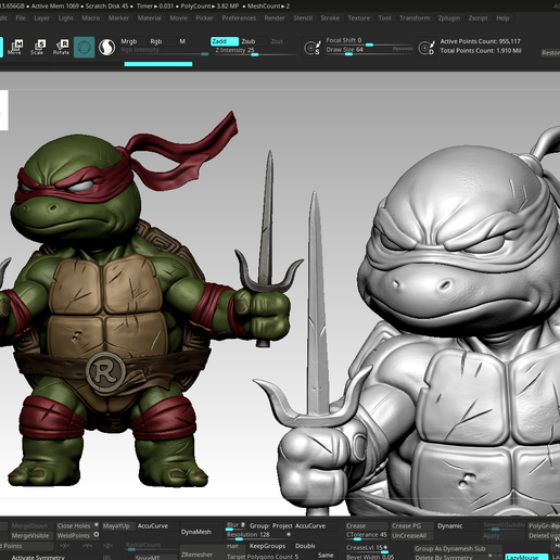 Snag_101fa83c.png Chibi Turtle Warrior – Single Piece STL for 3D Printing