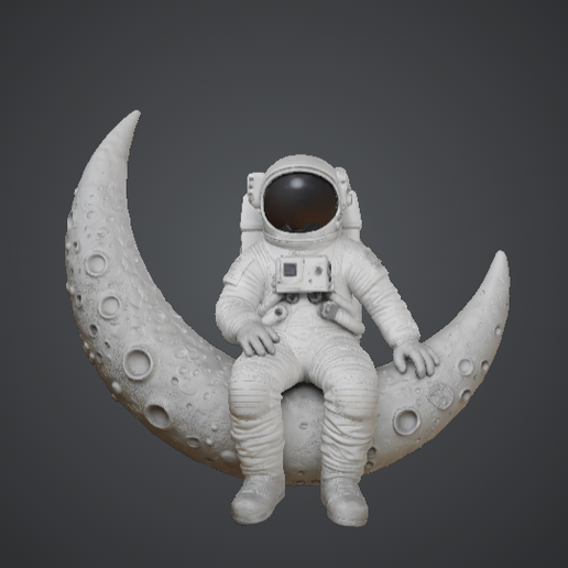 Astronaut Sitting on Crescent Moon