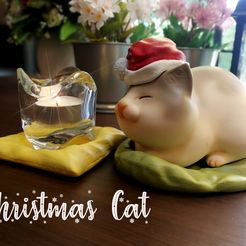 cat winter13.jpg STL file Christmas Cat・3D printable model to download