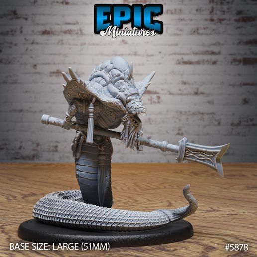 Naga Shaman Attack ‧ DnD Miniature ‧ Tabletop Miniatures ‧ Gaming Monster ‧ 3D Model ‧ RPG ‧ DnDminis ‧ STL FILE