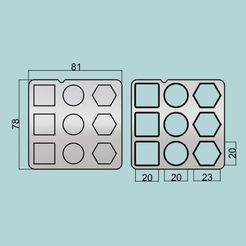 CuadCircExag20.jpg Archivo STL Sprikles - Cortante Miniaturas Cuadrados, Círculos, Hexágonos 20mm.・Objeto para impresora 3D para descargar