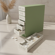 01.png Weekly Pill Organizer STL – 7 Day Medicine Box with Drawers – Morning Day Night Compartments