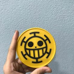 WhatsApp-Image-2022-12-06-at-19.48.53.jpeg STL file One Piece Heart Pirates Jolly Roger Coaster・3D printable model to download, NickNeutral44