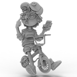 Boy-on-Bicycle.png 3D Model STL File for CNC Router/Laser & 3D Printer Boy on Bicycle
