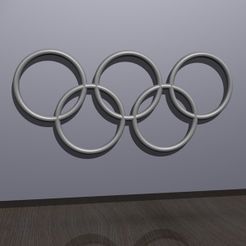 OlympicRings-White.jpg Fichier STL gratuit Anneaux Olympiques - Plaque Murale・Plan à télécharger et à imprimer en 3D