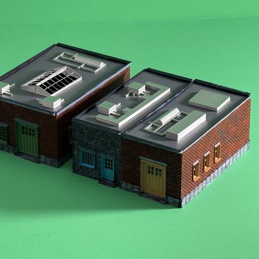 BRICK_and_STONE_PAINTED_1.JPG BÂTIMENTS EN BRIQUE ET EN PIERRE 1:87 HO SCALE